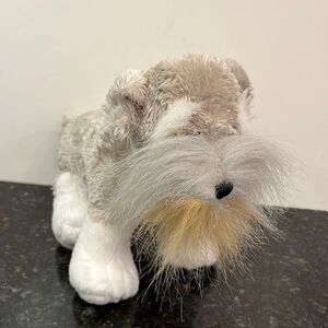 Ganz Webkinz Schnauzer 8" Plush Toy Dog Gray White Beige No Code